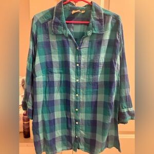 St. John's Bay Plaid Shirt with roll tab sleeves